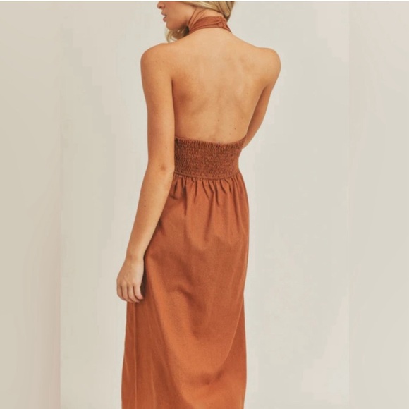 LUSH RUSTIC BROWN MIDI DRESS - SM043 - Picture 3 of 6